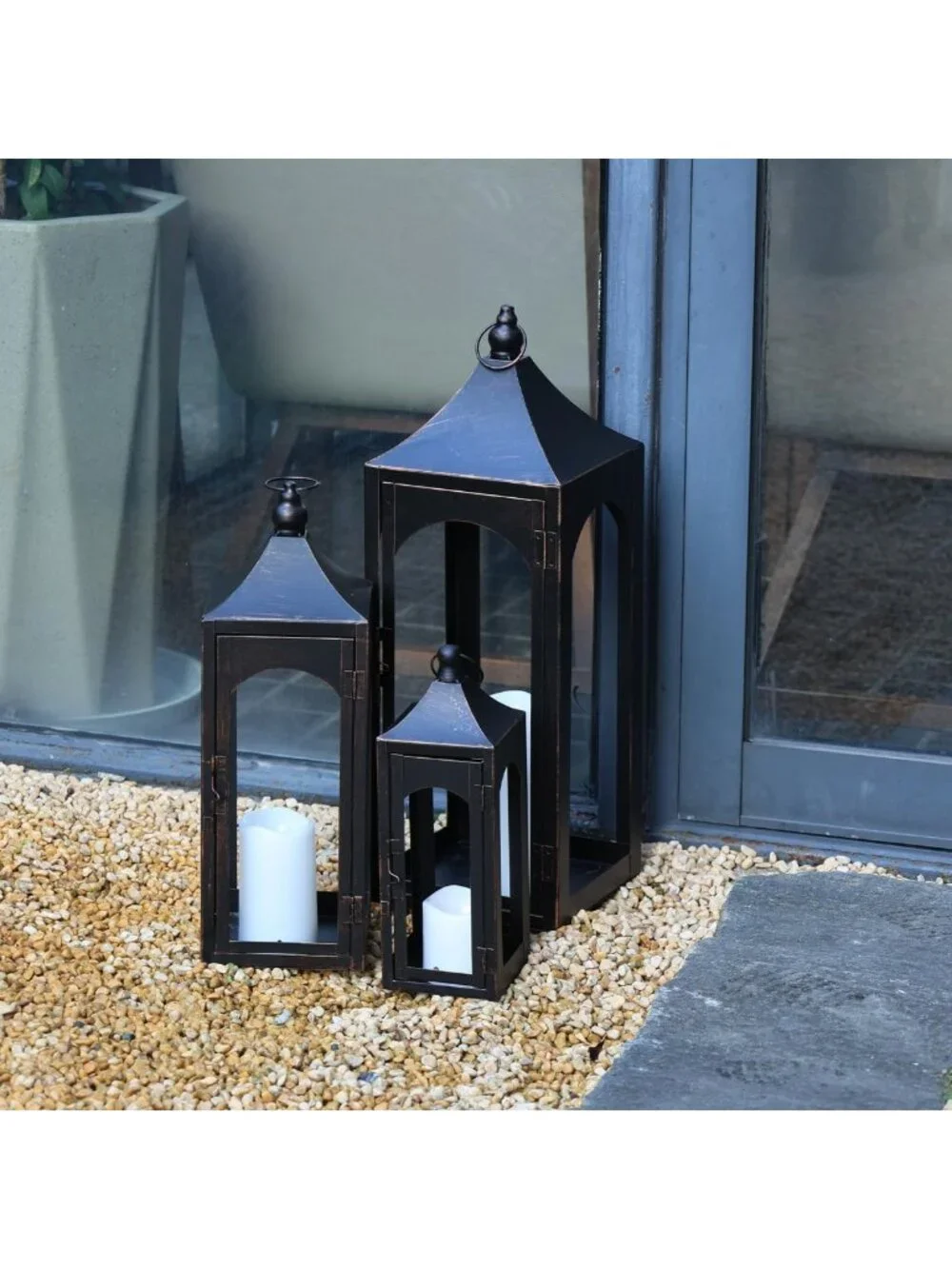 Decorative Lantern Set of 3 for Indoor & Outdoor Use, 26